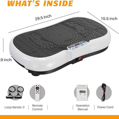 ELEVA Smart Vibration Plate – 99 Speed Levels, Remote Control, Loop Bands, Bluetooth Speaker