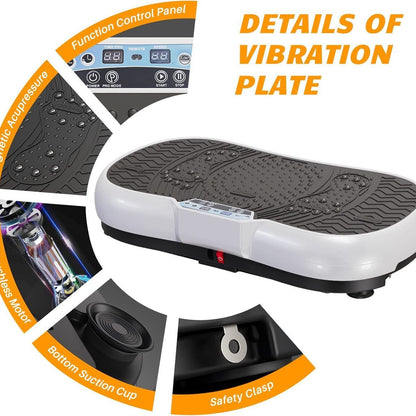 ELEVA Smart Vibration Plate – 99 Speed Levels, Remote Control, Loop Bands, Bluetooth Speaker