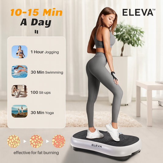 ELEVA Smart Vibration Plate – 99 Speed Levels, Remote Control, Loop Bands, Bluetooth Speaker